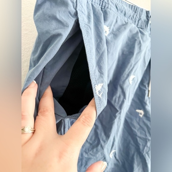 Cremieux Swimwear Blue Shark Print Swim Trunks - Picture 2 of 7